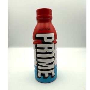 Prime Hydration Ice Pop Metal Water Bottle‎ Red White Blue Reusable
